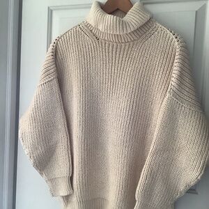 French Creek Sheep and Wool Company Cotton Fisherman Turtleneck Sweater
